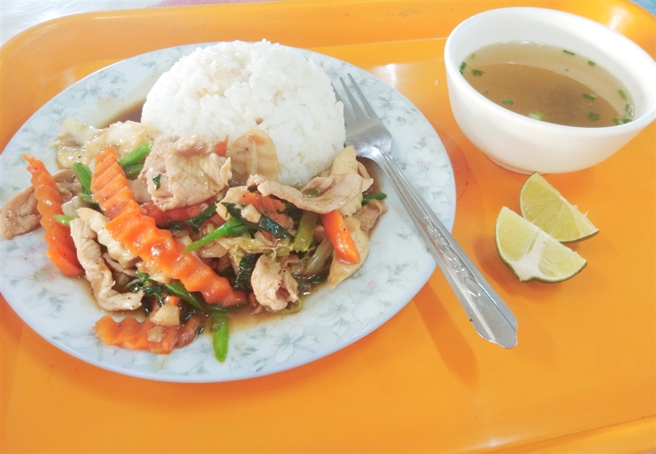 豬肉炒青菜胡蘿卜蓋飯